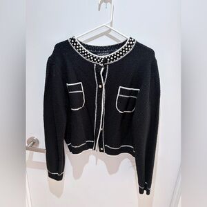 SHEIN Black Cardigan with Pearl Details